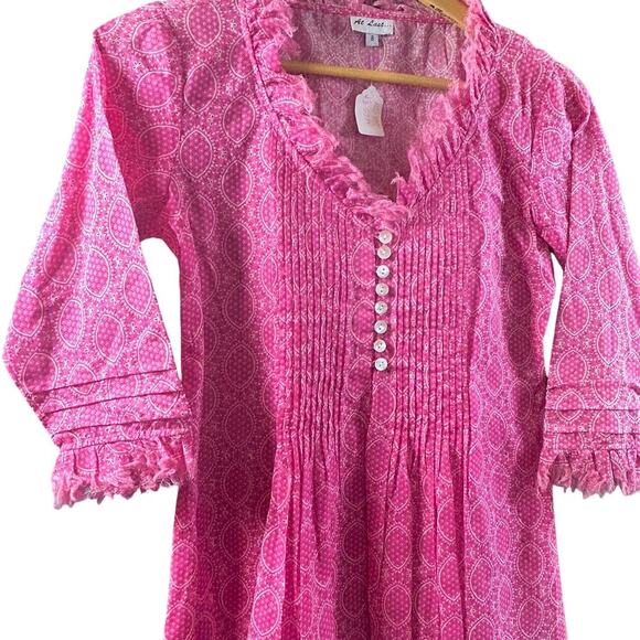 At Last Boho Hippie Babydoll Buttons Raw Edge Details Lagenlook NWOT Luxury 8 - Picture 2 of 12